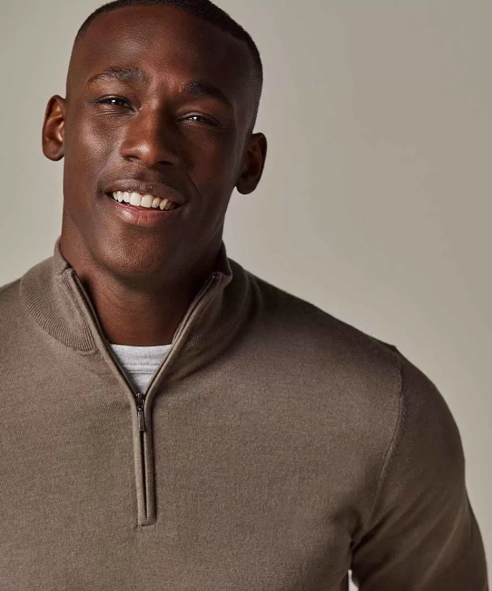 Profuomo Grijze Merino Half Zip> Half Zip Truien