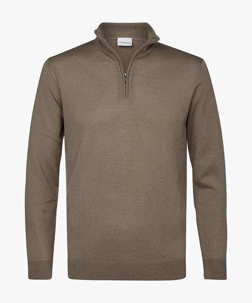 Profuomo Grijze Merino Half Zip> Half Zip Truien