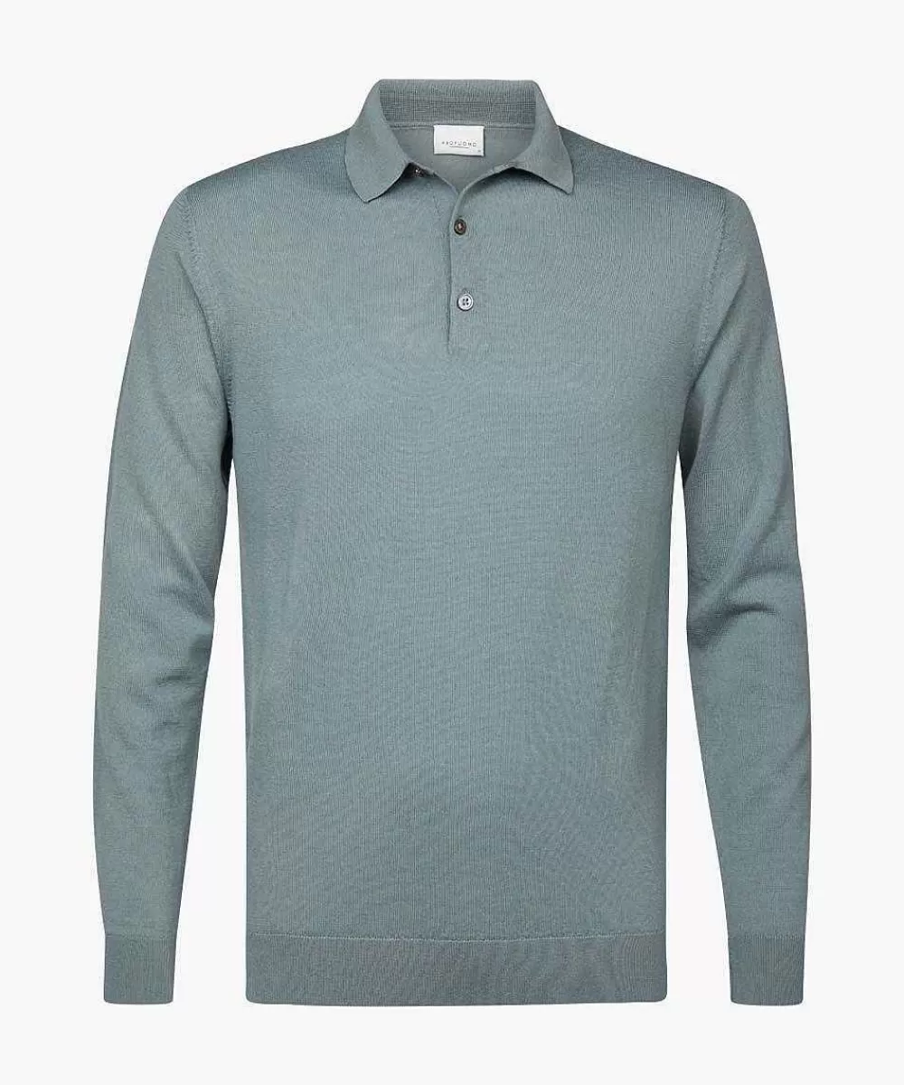 Profuomo Lichtgroene Merino Polo> Polo'S
