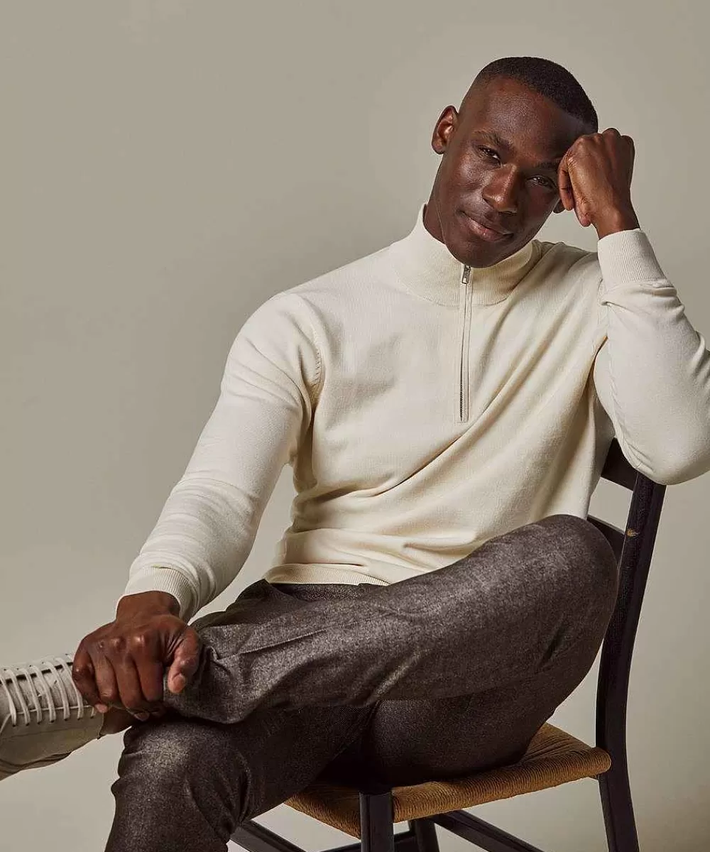 Profuomo Off White Luxe Half Zip> Half Zip Truien