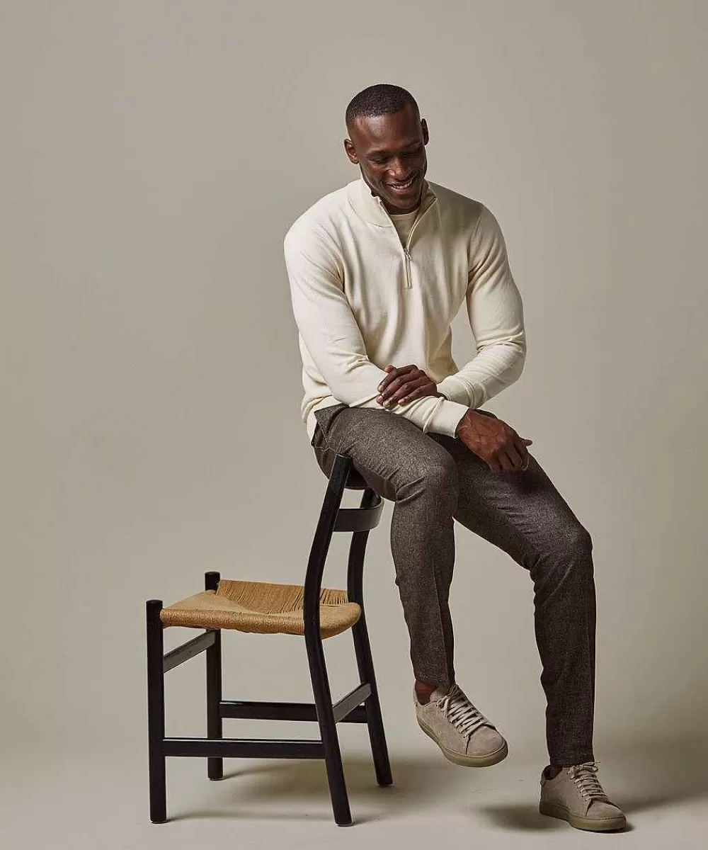 Profuomo Off White Luxe Half Zip> Half Zip Truien