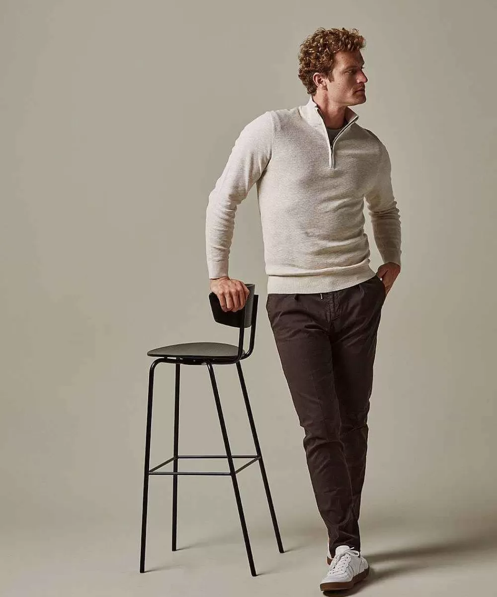 Profuomo Off White Structuur Half Zip> Half Zip Truien