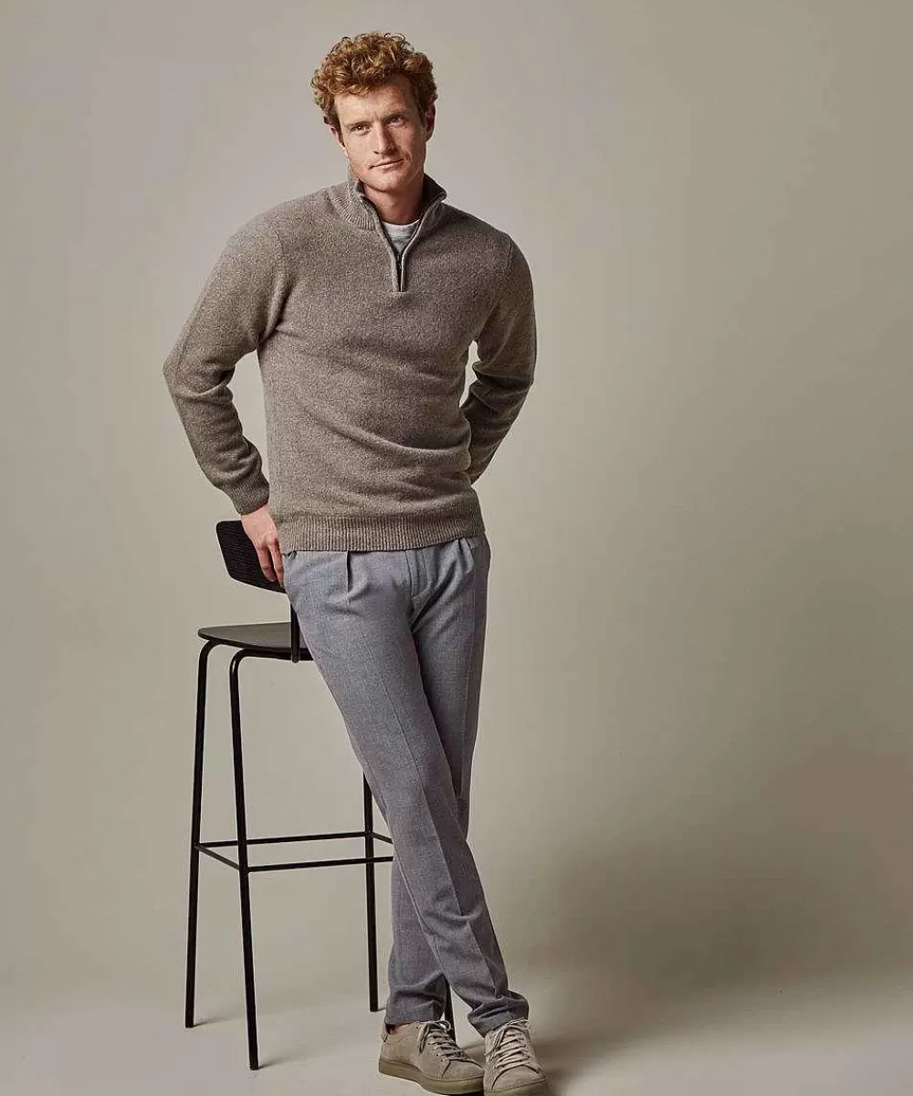 Profuomo Off White Wollen Half Zip> Half Zip Truien
